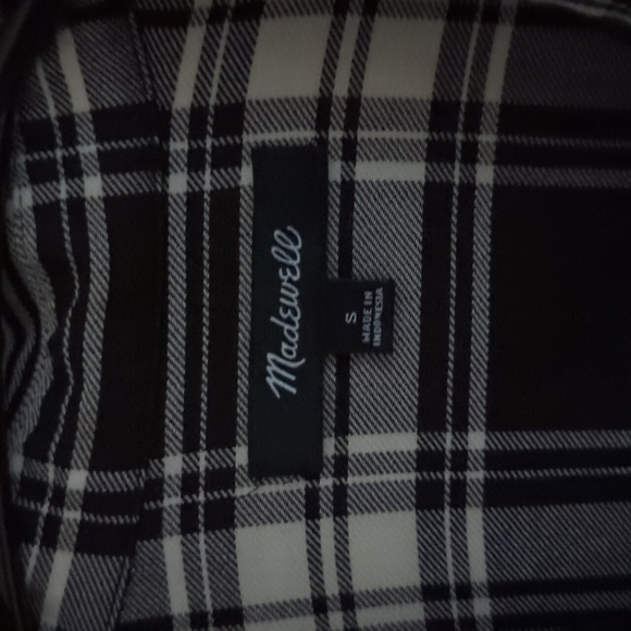 Madewell Black & White Plaid Short Sleeve Button Down Shirt Size Small - Picture 4 of 6
